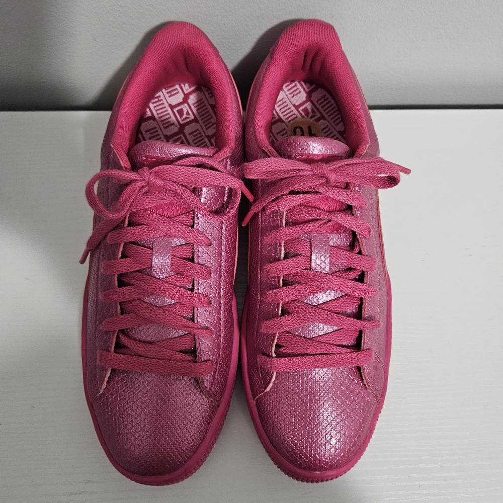 Puma Classic Pink Snake Skin Shoes Size 10 - Picture 2 of 10